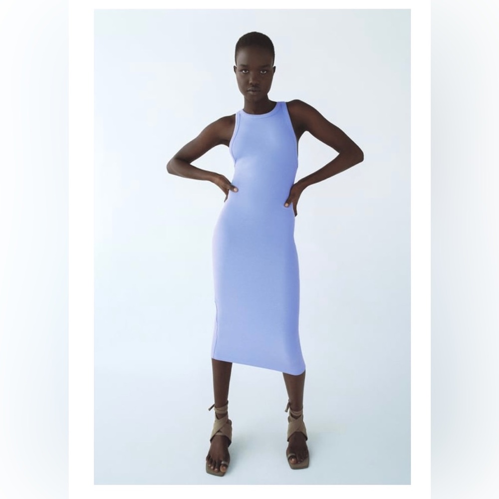Zara ribbed blue midi dress - size medium